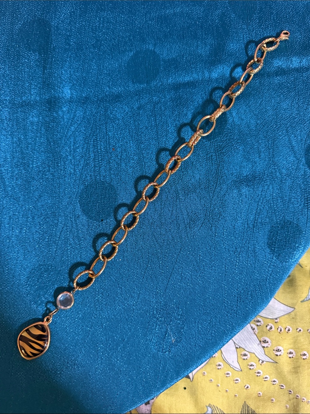 Gold-Tone Chain Bracelet with Animal Print Charm
